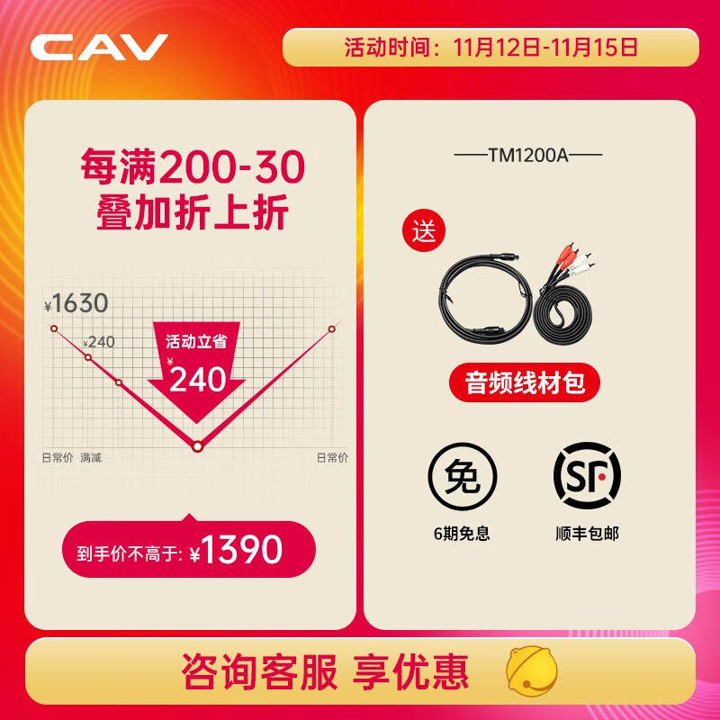 CAVTM1200A想咨询下机顶盒音源输出如何接？