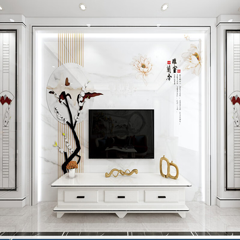 帕肯尼 2020新款轻奢现代客厅电视背景墙瓷砖微晶石山水画装饰大理石