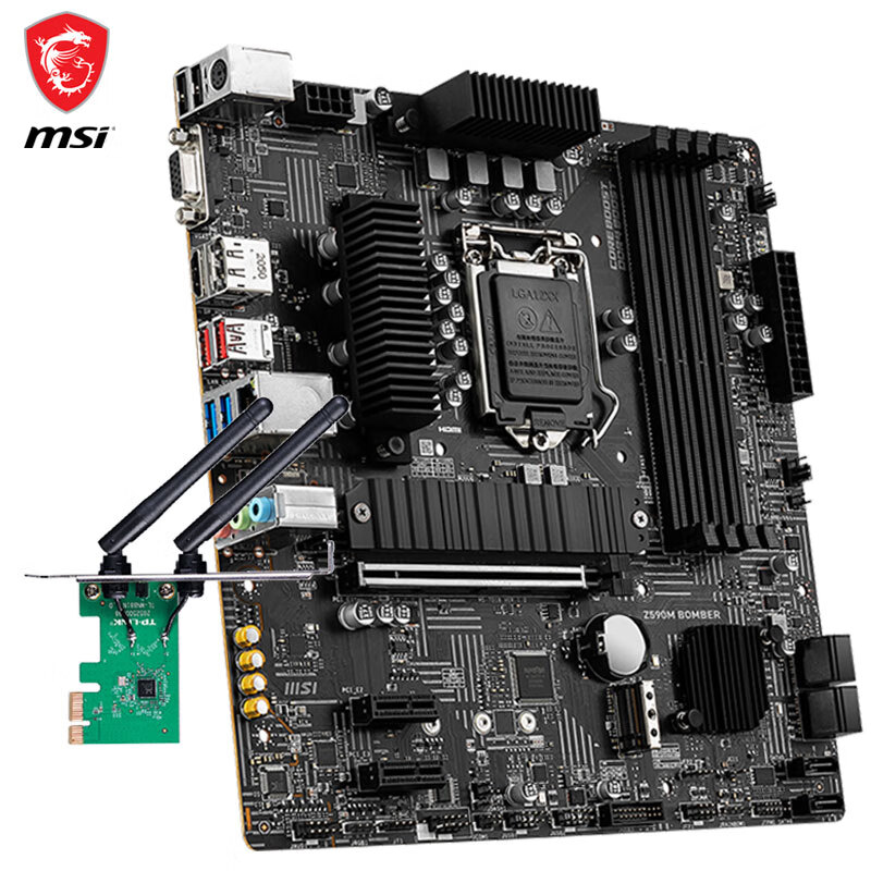 MSI 微星 Z590M BOMBER爆破弹+TP-LINK TL-WN881N 300M无线PCI-E网卡 主板网卡套装