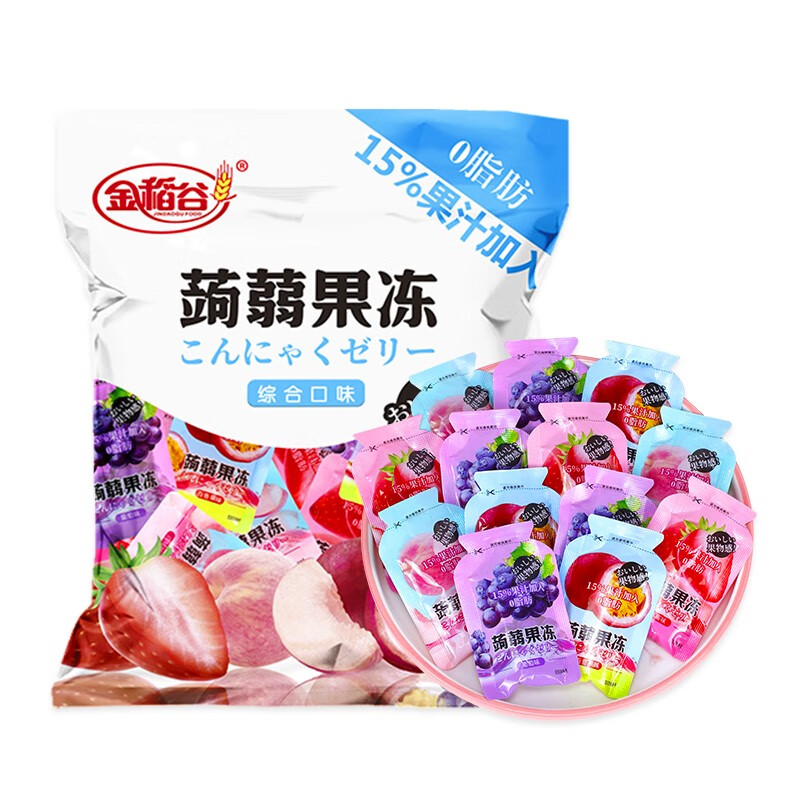 金稻谷(jindaogu) 蒟蒻果冻混合水果口味办公室休闲零食 混合口味 680