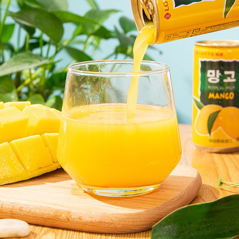 韩国进口 lotte 乐天 芒果汁180ml*15罐装整箱果味饮料饮品