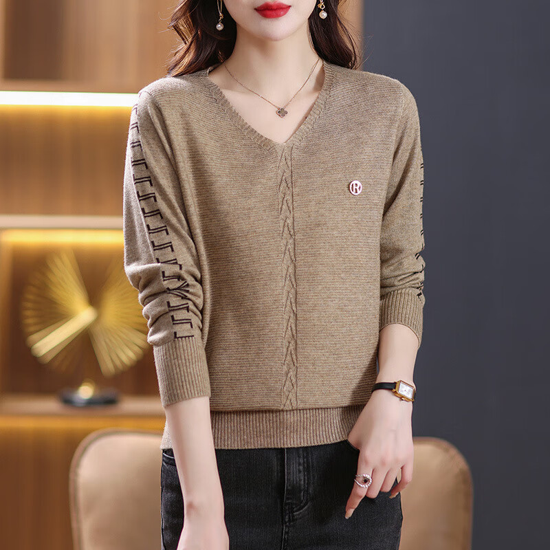 兹奈儿(zinaier)兹奈儿年早春新款女装v领毛衣小衫针织衫女装毛衣打底