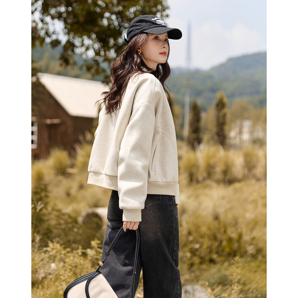 德瑪納【格調(diào)徽章】春秋學(xué)院風(fēng)繡花棒球服女運(yùn)動(dòng)休閑減齡呢料外套女