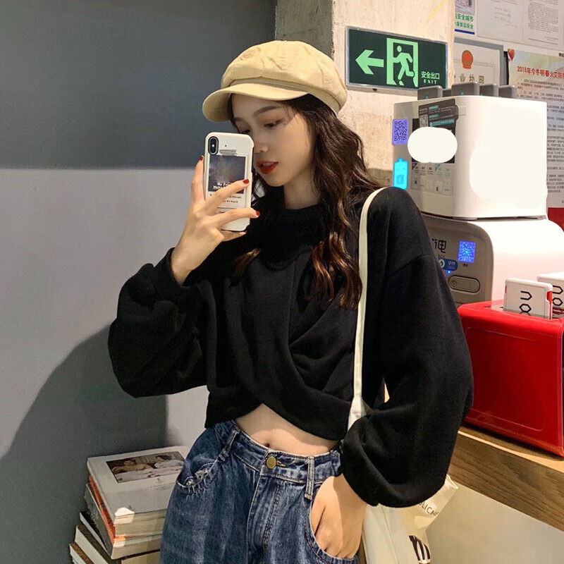 露肚脐设计感黑色 2xl