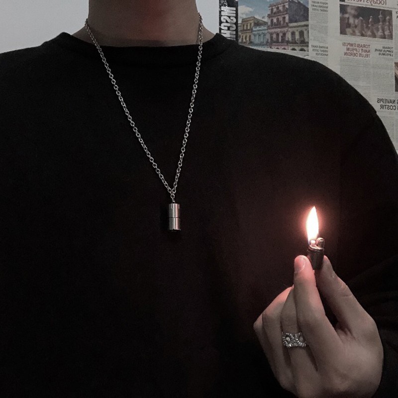 碧貂可扭开打火机项链男款潮创意个性男士吊坠简约时尚霸气潮男项链