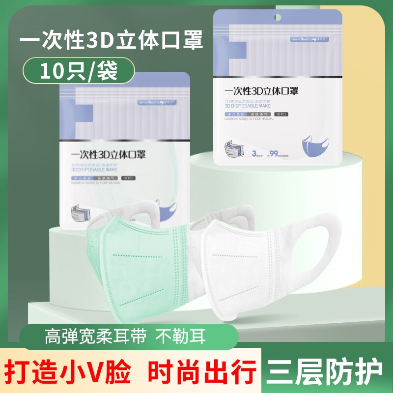 口罩价格走势:俏东方3D立体口罩隔离面罩彩色时尚透气防尘防护网红口罩最优选择