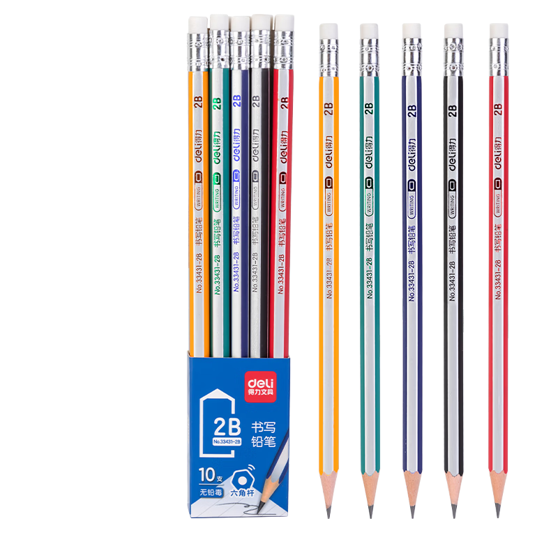 ����(deli) 2BǦ�� 33431-2B 10֧ �����ɫ�������Ǹ� ����Ƥͷ