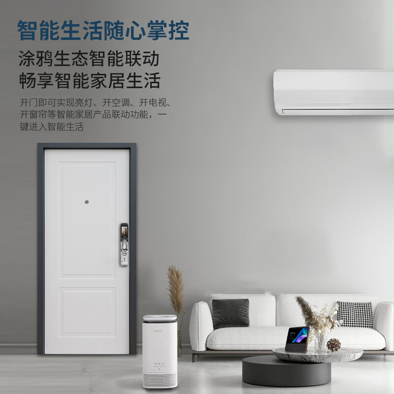 锁先森R1pro-3D人脸识别智能锁远程抓拍APP指纹密码刷卡3年质保包安装 玄铁灰 涂鸦可视对讲