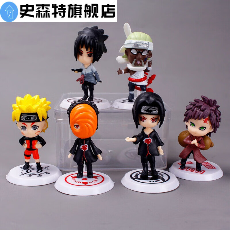 火影忍者动漫q版公仔摆件鸣人佐助宇智波鼬我爱罗礼物 火影6件套6.5cm