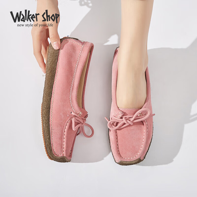 奥卡索 walker shop 女鞋磨砂牛皮蜗牛鞋平底孕妇妈妈单鞋四季舒适