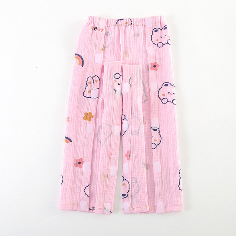 天彩绣儿童石膏裤春夏纱棉小孩腿骨折术后康复一片式病号服生病住院服