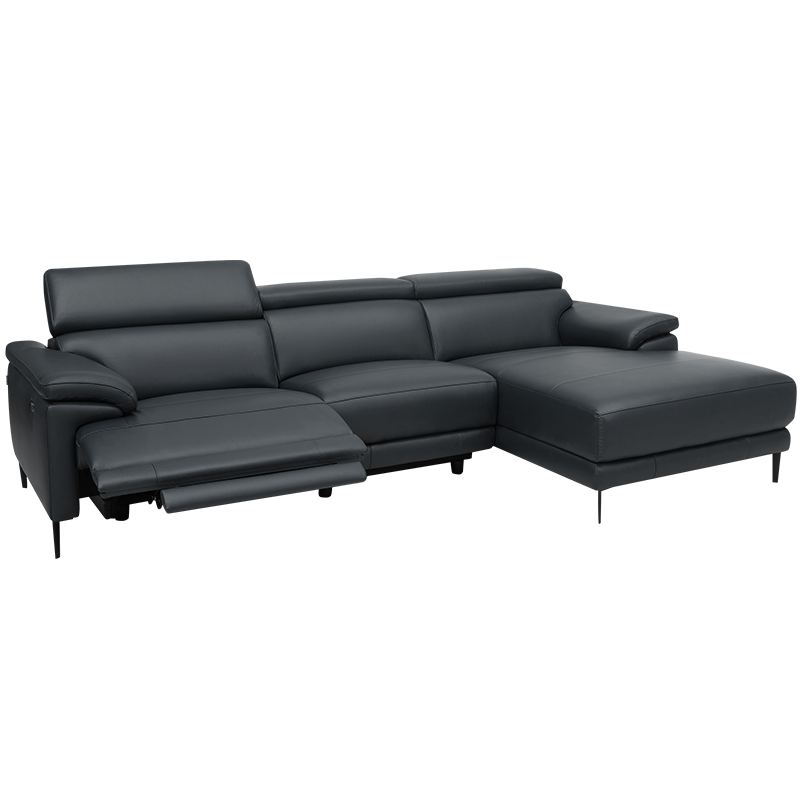 顾家家居真皮沙发电动多功能组合意式轻奢沙发小户型客厅家具 靠头可调节 6037 【30天发货】【瓦纳蓝】3左电动+1.5无组+躺右 躺倒可摇摆