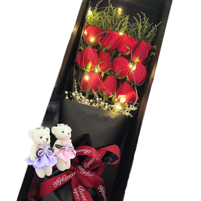 花親全国同城配送情人节520玫瑰礼盒生日鲜花礼盒玫瑰花盒装长方形11