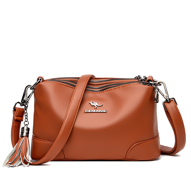 酷奇袋鼠轻奢品牌软皮包女士斜挎包新款中年妈妈包单肩斜跨包 蓝色