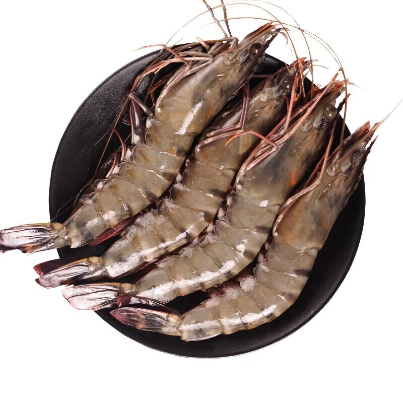 喵小二 活冻黑虎虾盒装 大虾鲜活草虾斑节虾 净重约400克*3盒 12-20只