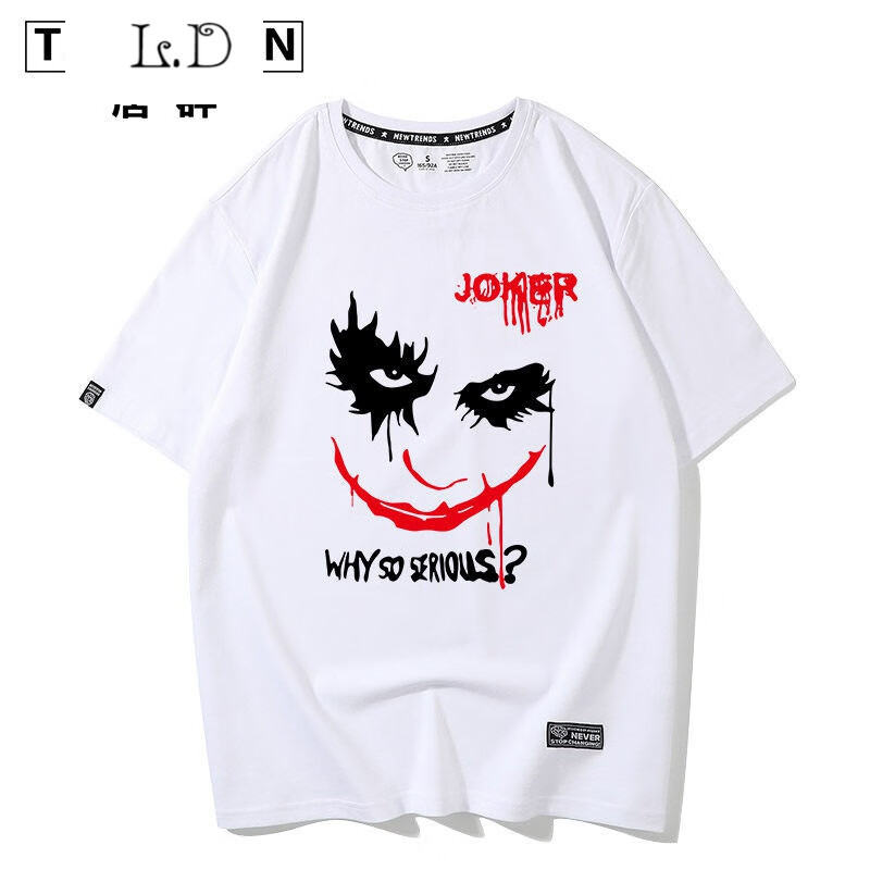 凌登潮牌嘻哈反派小丑t恤dc漫画人气蝙蝠侠罗宾joker头像短袖个性体恤