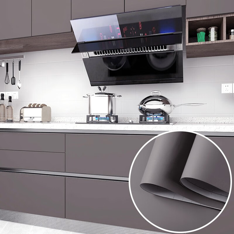 自粘防水防油防潮衣柜贴膜改色北欧柜子家具纯色肤感膜耐高温 亚光灰