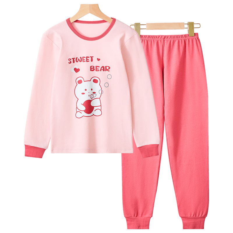 浪莎儿童内衣女童秋衣秋裤纯棉抑菌青少年学生宝宝秋冬保暖睡衣套装