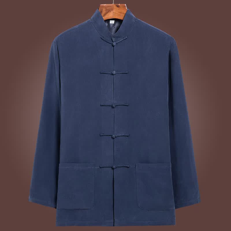 君子企鹅(junziqie)真丝唐装男春秋上衣中式男装复古盘扣汉服桑蚕丝