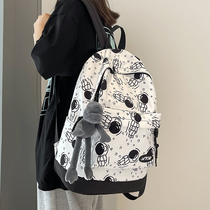 歌岑施 个性创意书包女初中生高中生男韩版小众大容量休闲小学生双肩