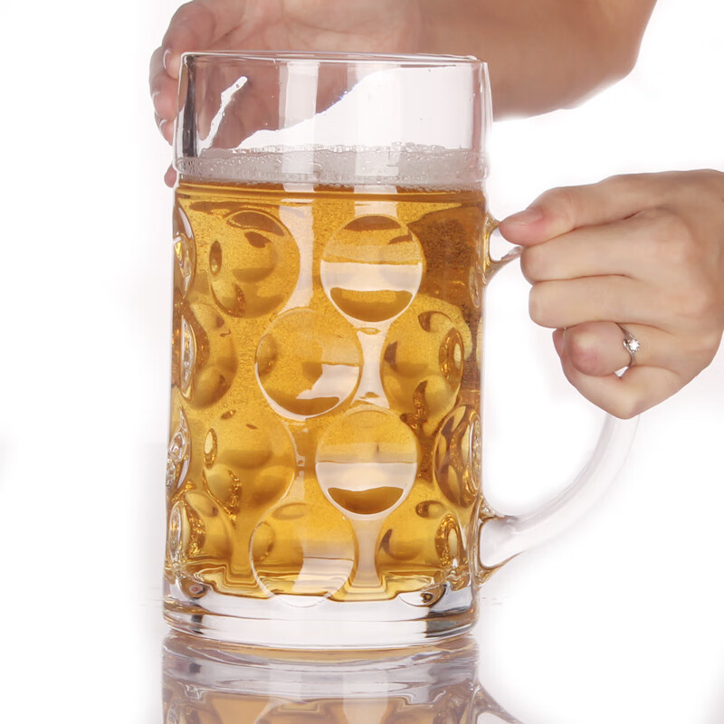 兴谛超大容量啤酒杯1000ml 带把扎啤杯 德国啤酒杯捷克啤酒杯大容量1L