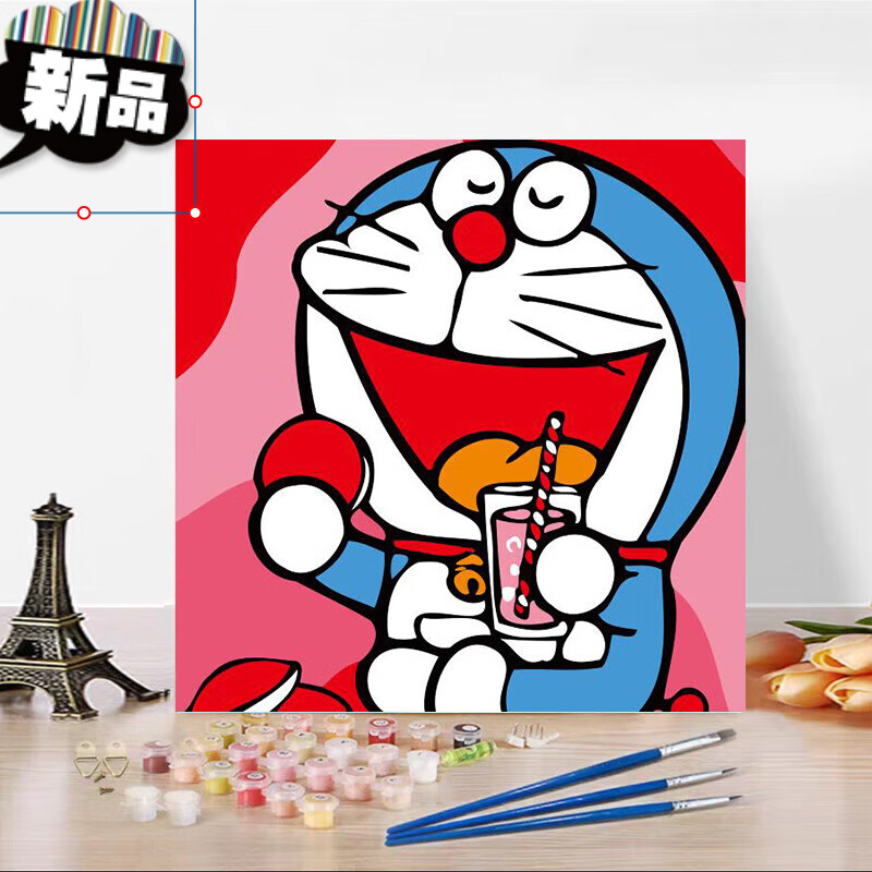 diy数字油彩画填充手工儿童填色画简约小尺寸动漫机器猫画画 xcc-128 