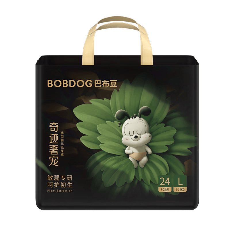 巴布豆（BOBDOG）奇迹奢宠婴儿拉拉裤L码24片(8.5-11.5kg) 【品牌直供 安