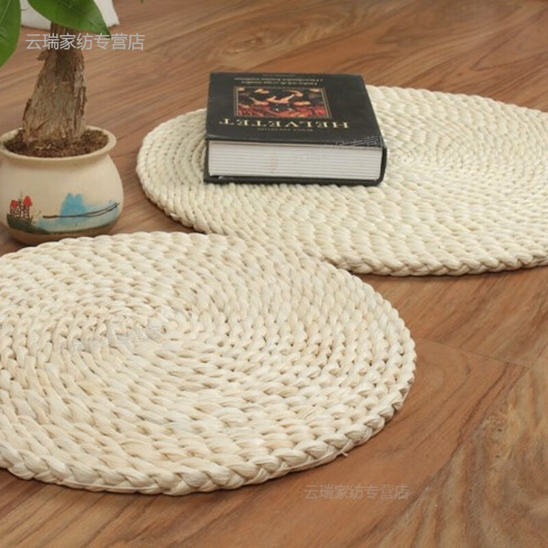 禧愿 草编飘窗藤椅垫子草坐垫苞米叶蒲团玉米皮阳台薄款圆形垫编织