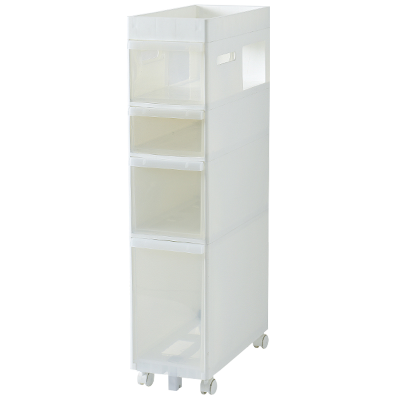 好尔卫生间置物架落地洗手间马桶厕所边角柜洗漱台防水夹缝浴室收纳储物架 白色(四层)