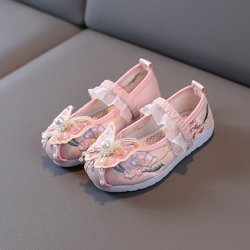 忻悦晴女童汉服鞋子古装儿童绣花鞋古风小公主鞋老北京手工布鞋表演出鞋 15-8蝴蝶 粉色 33码/鞋内长20.5cm怎么样,好用不?