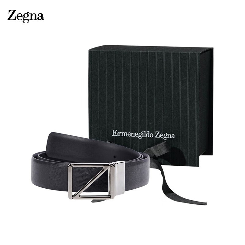 杰尼亚（Zegna） 2020秋冬款  男士黑色牛皮革Z字徽标腰带 BSFNA5-603B-NER-95 (95厘米)