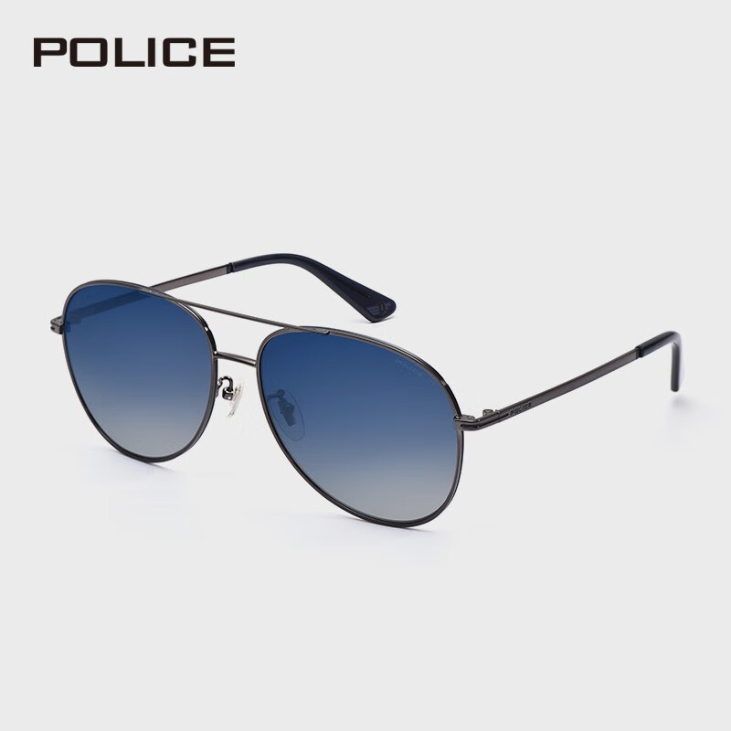 POLICE2019新品太阳镜男 飞行员式合金眼镜架偏光蛤蟆镜眼镜防晒护眼 SPL777K 渐变蓝-偏光SPL777K61K53P