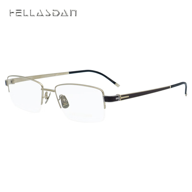 HELLASDAN华尔诗丹 日本进口 优雅系列 光学镜架 男款 半框 眼镜框架 钛 H9757 001 金色