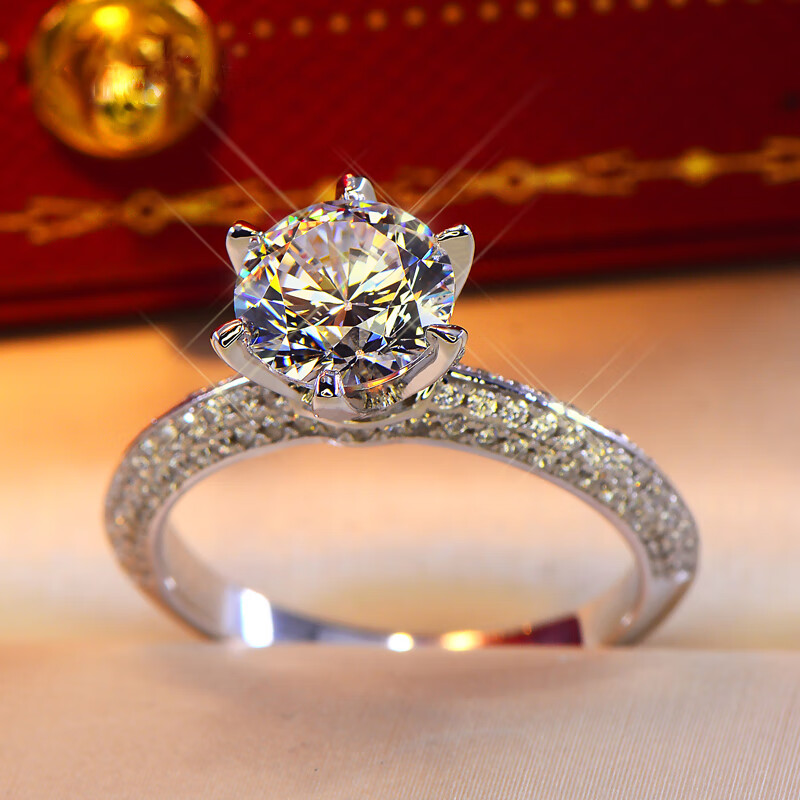 dr经典六爪半壁江山女莫桑钻戒指女订婚戒指 8号 x d-e/极白 x 1克拉