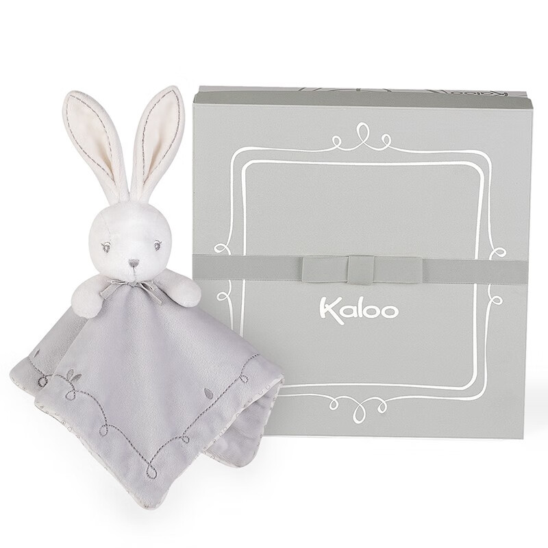Kaloo安抚巾婴儿可入口宝宝毛绒玩具婴幼儿安抚玩偶兔兔毛绒玩具安抚巾 灰色方巾兔K960224
