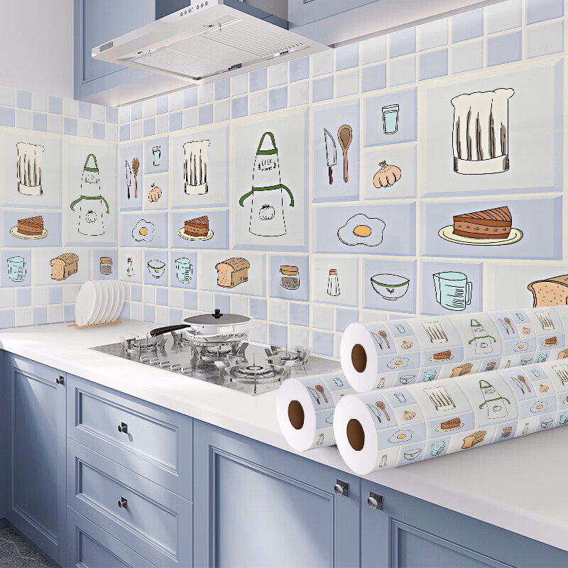 可爱墙贴橱柜冰箱洗衣机自粘贴纸抽屉垫纸 防油-下午茶( 贴纸工具) 60