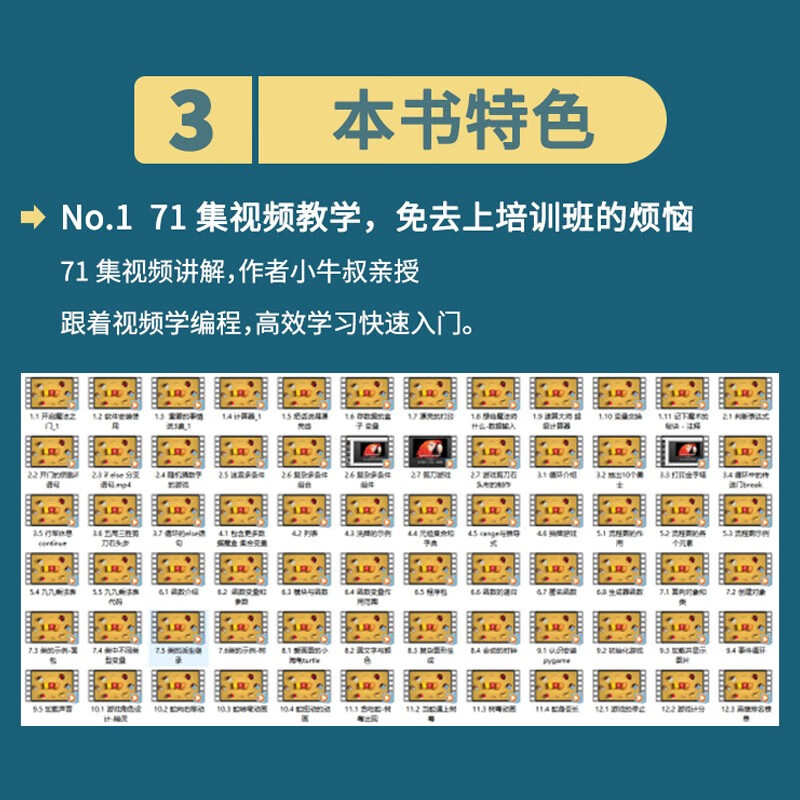 Python青少年趣味编程8-15岁 儿童中小学少儿编程入门到实践 零基础学python儿童电脑编程教材（彩印+微课视频讲解）编程真好玩编程思维启蒙教材书籍