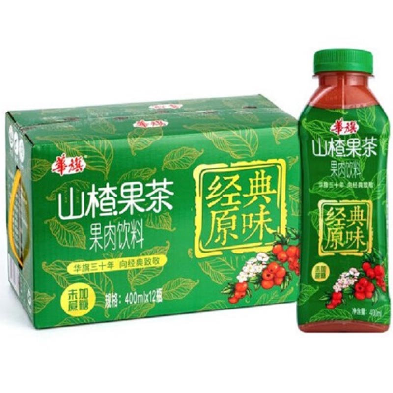 【官方自营】华旗山楂果茶果肉饮料 经典原味 未加蔗糖 400ml*12瓶 整箱