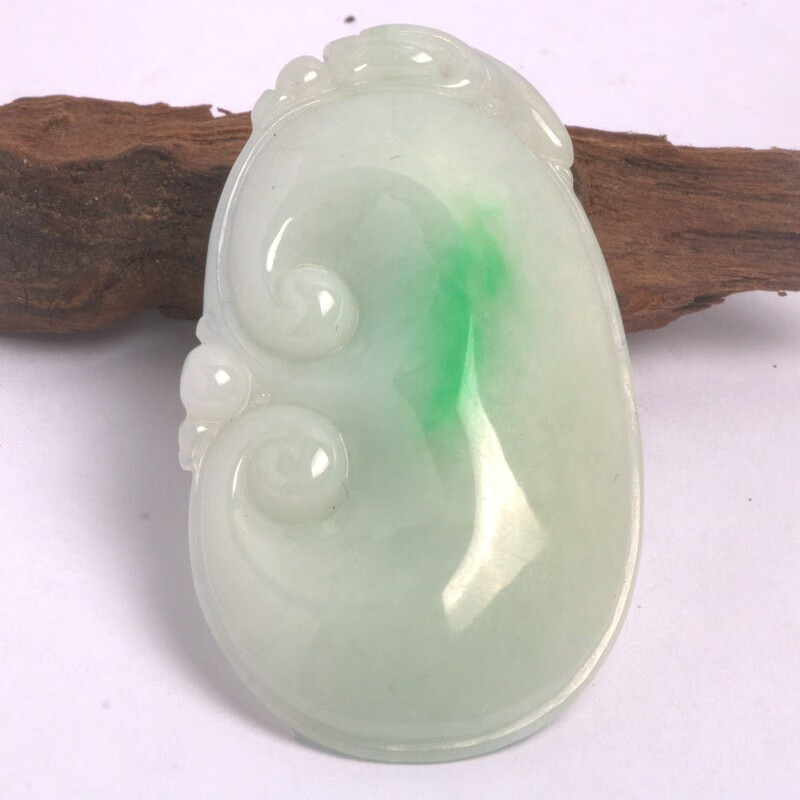 珑翠福缅甸a货翡翠如意吊坠细糯冰种浅绿阳绿吉祥如意玉坠男女款附