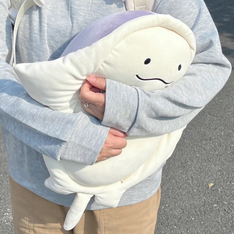 网红微笑的鳐鱼玩偶抱枕魔鬼鱼微笑公仔丑萌可爱男女生礼物 鳐鱼公仔