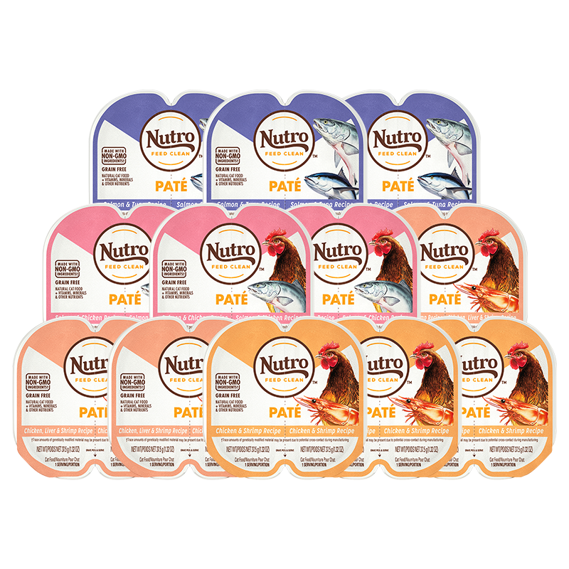 美士（Nutro）一分为二营养餐盒混合口味75g*12成猫宠物零食慕斯肉泥系列