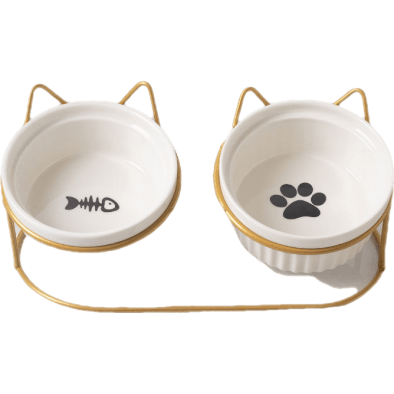 陶瓷高脚双碗固定架，为宠物提供健康的用餐环境和保护