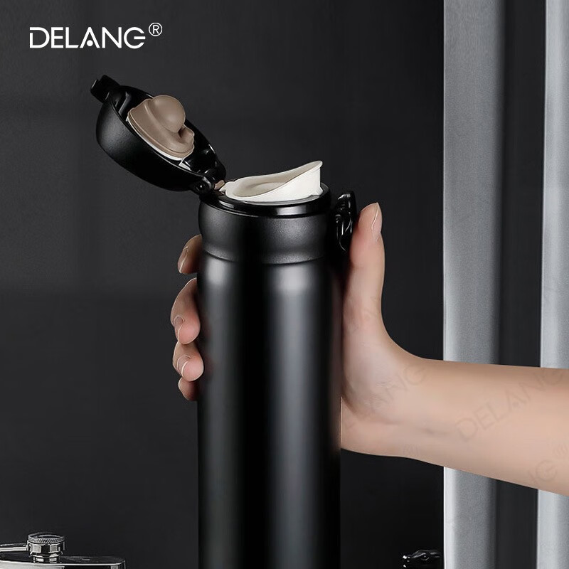 德琅(DELANG)保温杯办公商务保温杯 DL8108-420ml弹跳杯-象牙白