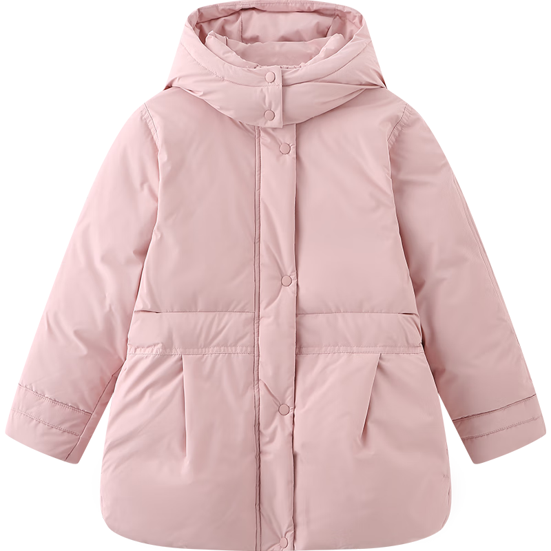 巴拉巴拉儿童羽绒服秋冬季童装中大童女童中长款连帽收腰外套甜美梦幻