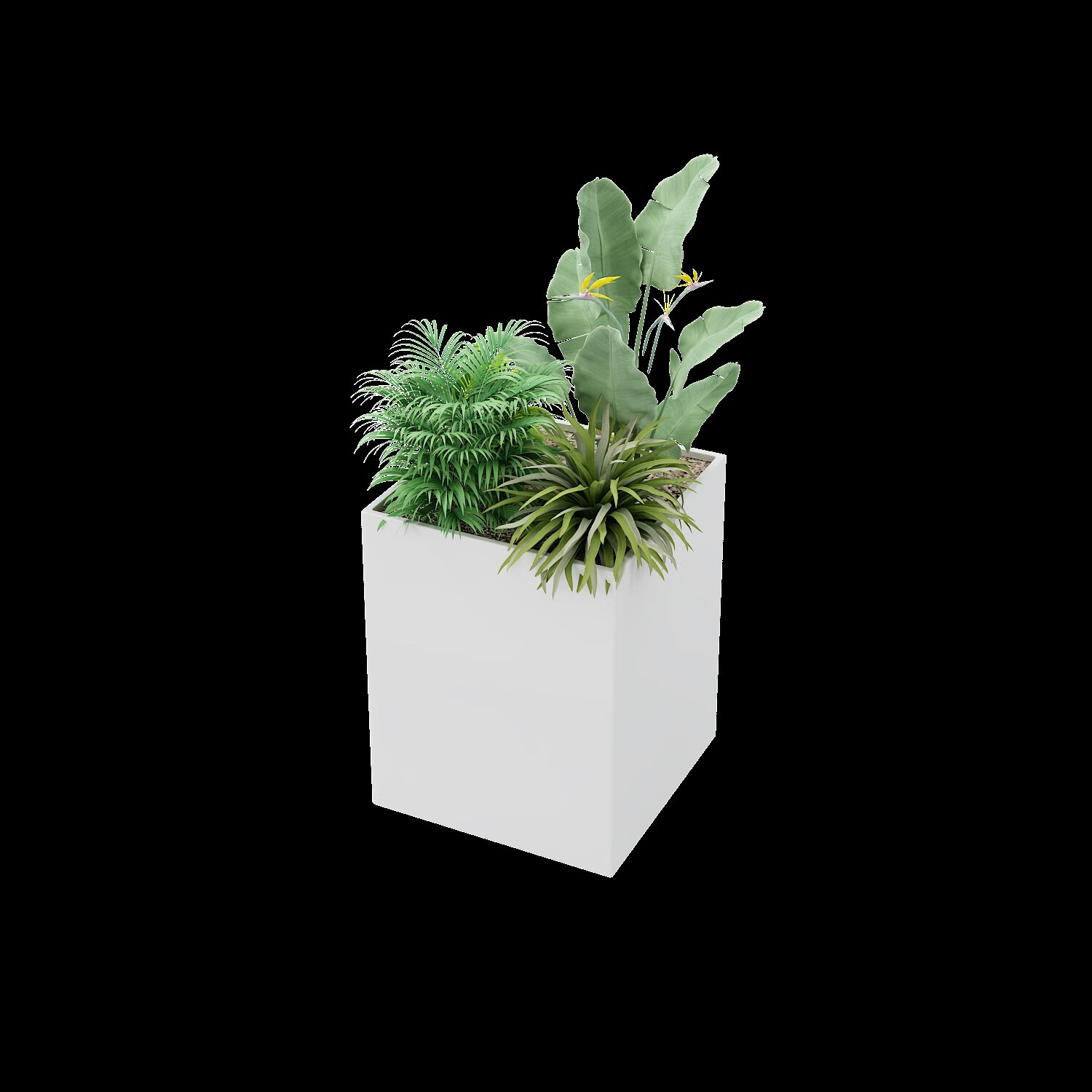 公园休息坐凳塑木椅铁艺户外长方形拼接组合坐凳花箱 白色40*40*50