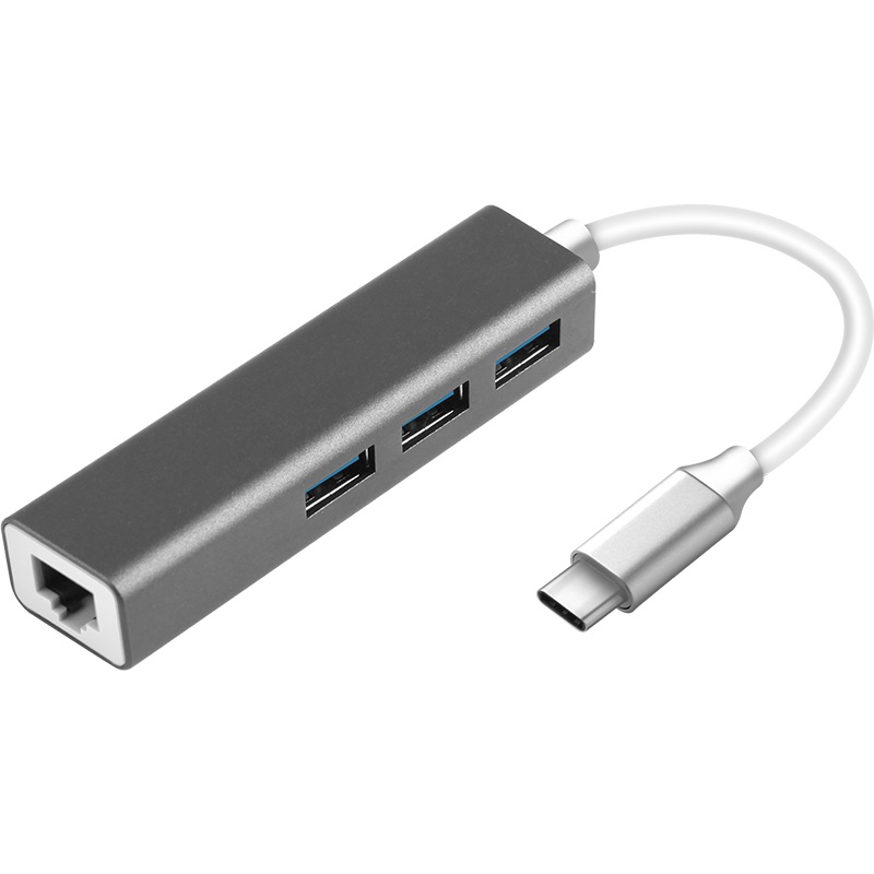 木丁丁  Type-C扩展坞 USB-C转千兆网口  千兆网卡转换器 USB3.0HUB集线器适用苹果MacBook华为笔记本电脑