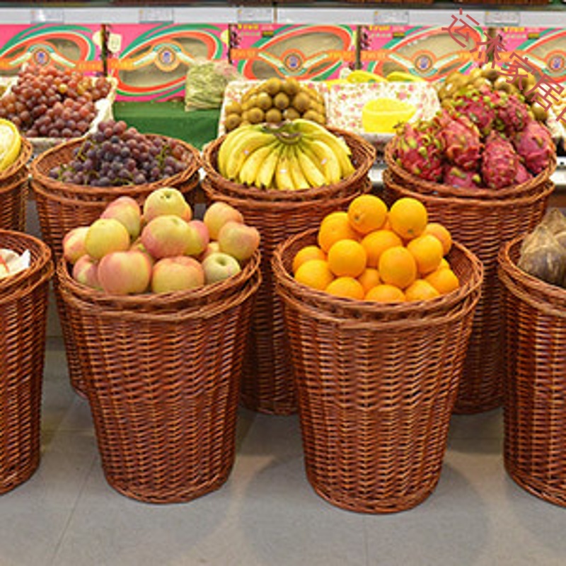 花千紫新品  藤编堆头篮藤编堆头筐水果筐超市陈列筐纳编织收纳筐藤编