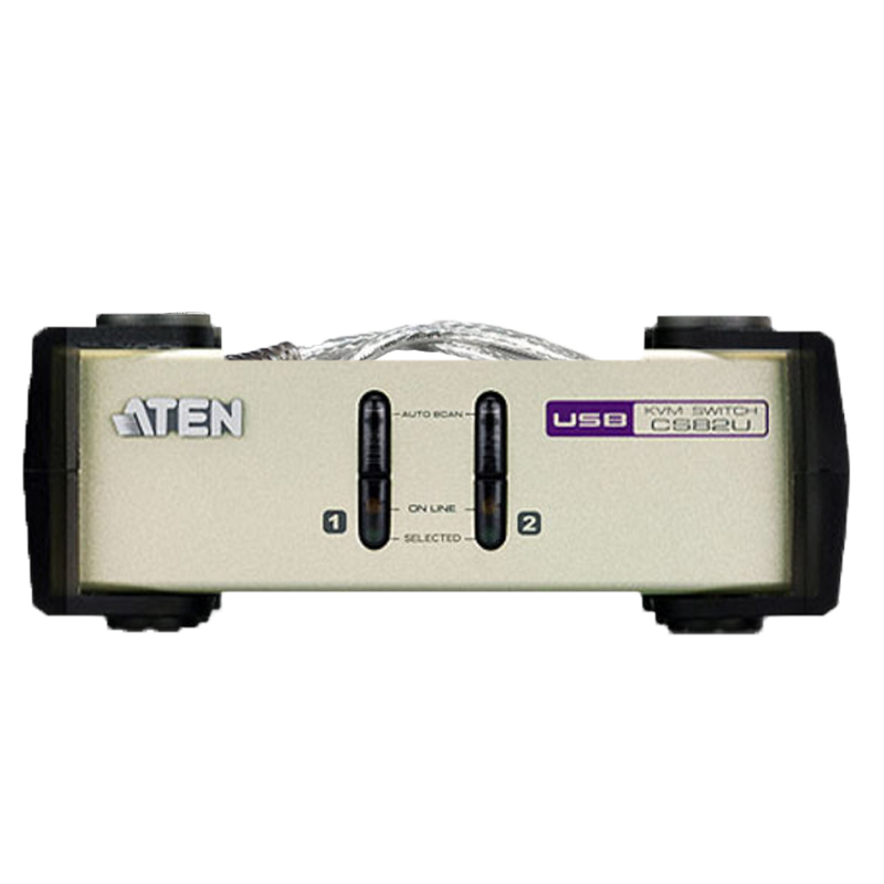 ATEN宏正 CS82U 2口VGA切换器2进1出多电脑KVM切换器 2口PS2/USB键鼠共享器快捷键切换工业品