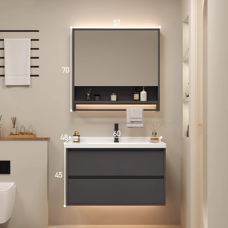 箭牌 arrow智能陶瓷一体浴室柜组合面盆洗手洗脸盆40cm宽小户型卫生间