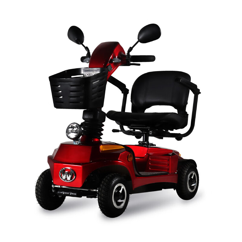 豪稳馨四轮电动小型可折叠家用老年残疾智能助力电瓶车 红色20a铅酸